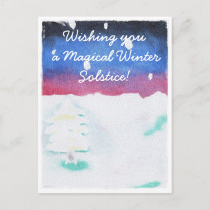 Winter Solstice Snowy Scene Yule Postcard