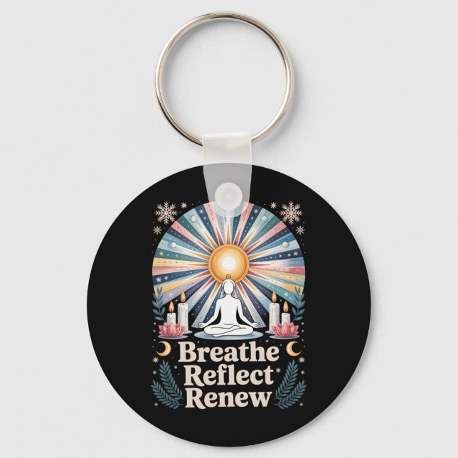 Winter Solstice, Sun Rebirth, Pagan Yule Wiccan Ce Key Ring (Front)