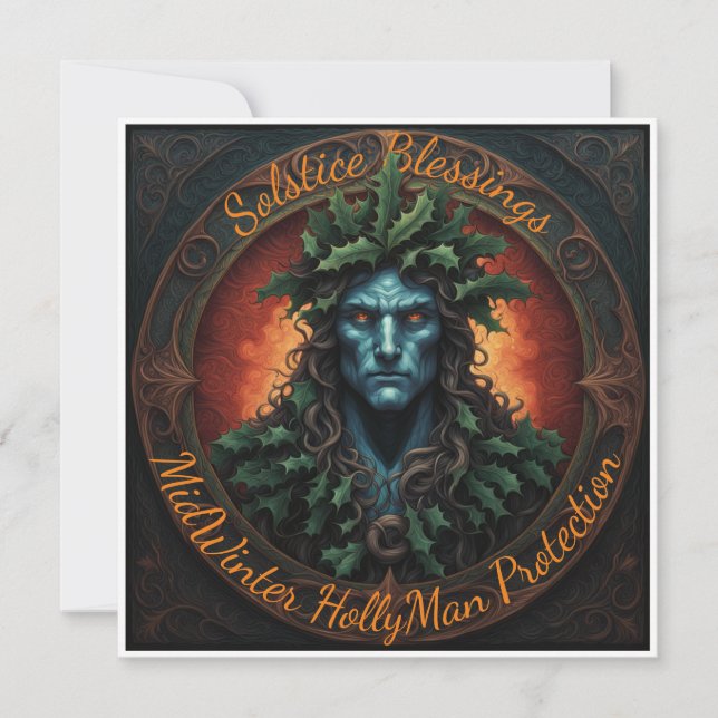 Winter Solstice: The Holly Man's Blessing Holiday Card (Front)