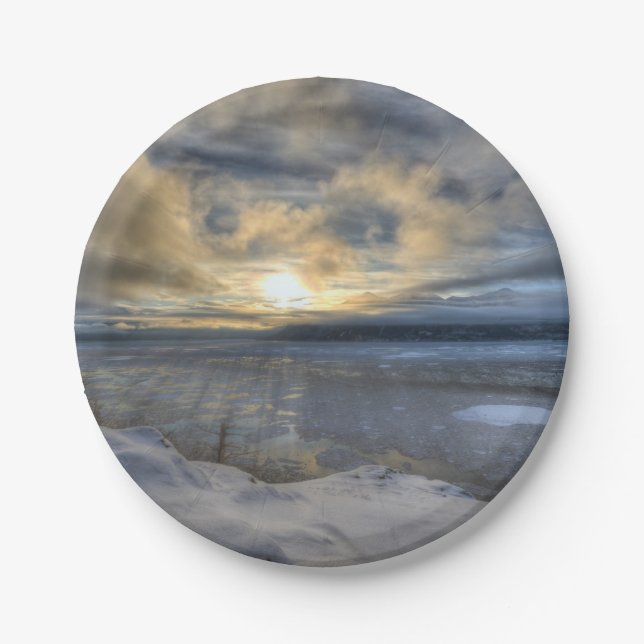 Winter Solstice Turnagain Arm Paper Plate (Front)