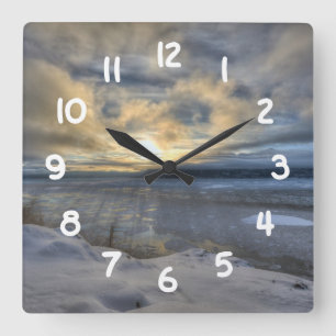 Winter Solstice Turnagain Arm Square Wall Clock
