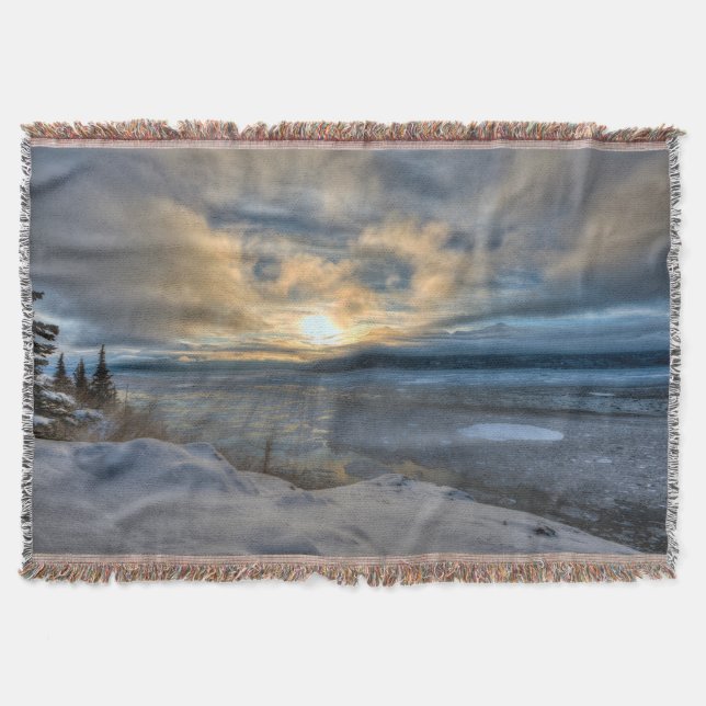 Winter Solstice Turnagain Arm Throw Blanket (Front)