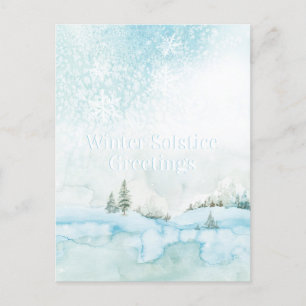 Winter Solstice Watercolor Woodland Winter Scene Postcard