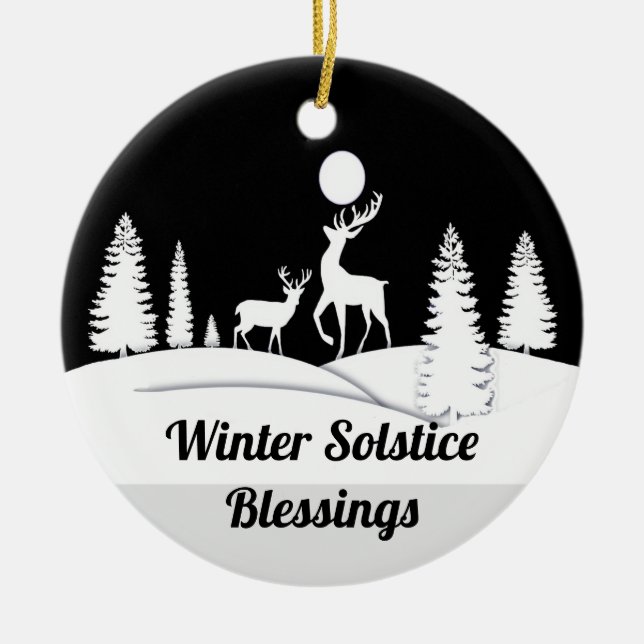 Winter Solstice Winter Forest Ceramic Tree Decoration (Front)
