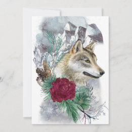 Winter Solstice Wolf & Mountains Pagan Sabbat Holiday Card