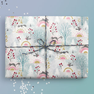 Winter Solstice Woodland Animals Wrapping Paper