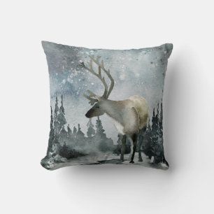 Winter Solstice Woodland Forest Stag Deer Throw Pi Cushion