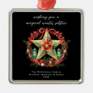 Winter Solstice Wreath Star Holiday Christmas Yule Metal Tree Decoration