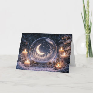 Winter Solstice Yule Crescent Moon in a Crystal Ba Card
