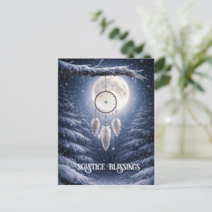 Winter Solstice Yule Dreamcatcher Moon Holiday Postcard