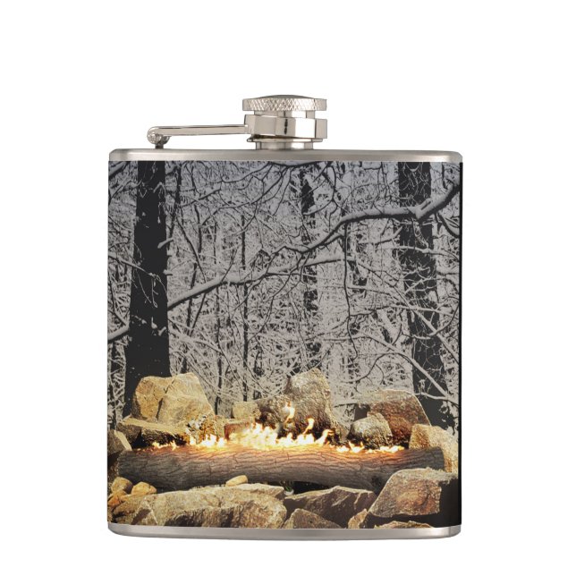 Winter Solstice Yule Log Hip Flask (Front)