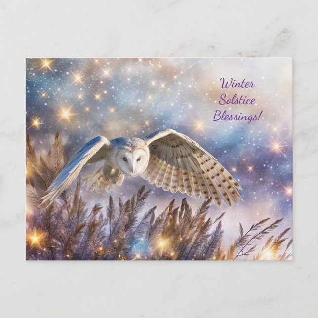 Winter Solstice Yule Magical Owl Enchanted Holiday Postcard (Front)
