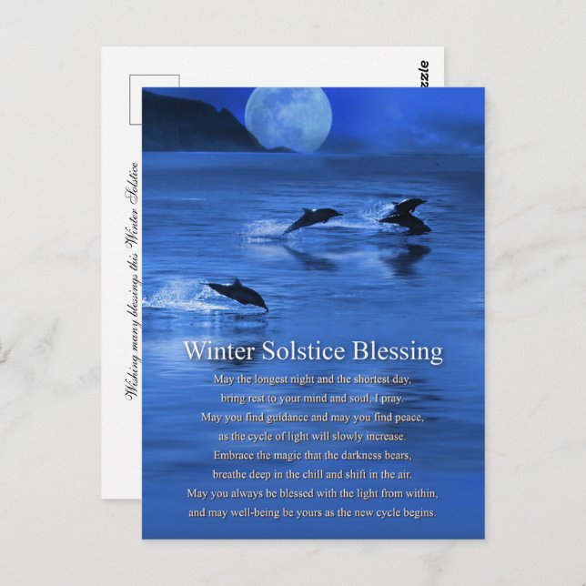 Winter Solstice Yule with Dolphins  Postcard (Front/Back)
