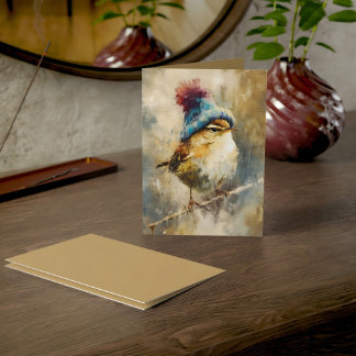 Winter Songbird in Knit Hat | Fawn Greeting Card