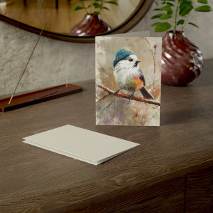 Winter Songbird in Knit Hat   Moon Mist Greeting Card