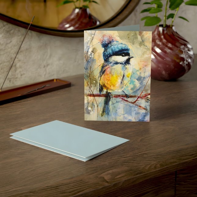 Winter Songbird in Knit Hat | Powder Ash Greeting Card (Creator Uploaded)
