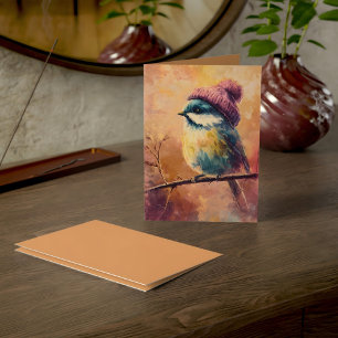 Winter Songbird in Knit Hat   Tumbleweed Greeting Card
