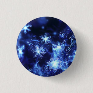 Winter Sparkle Blue Snowflakes 3 Cm Round Badge