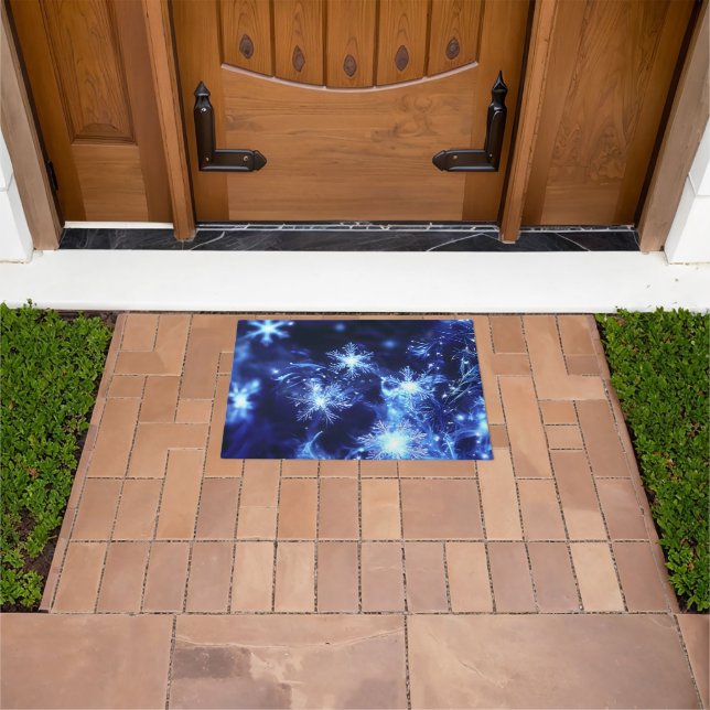 Winter Sparkle Blue Snowflakes Doormat (Outdoor)