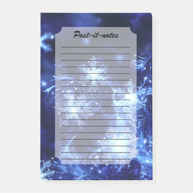 Winter Sparkle Blue Snowflakes Post-it Notes (Front)