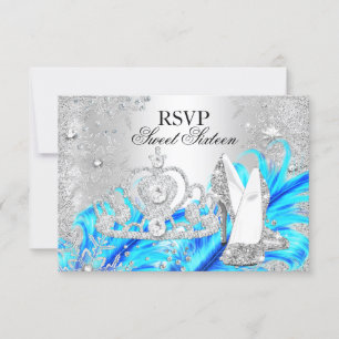 Winter Sparkle Snowflake Blue Sweet 16 RSVP
