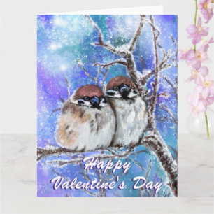 Winter Sparrows Couple Valentine's Day Card