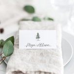 Winter Splendour Christmas Holiday Party Place Card<br><div class="desc">Wintry chic place card design features space for your handwritten guest name,  topped by a single watercolor pine tree illustration in muted hunter green and dotted with golden stars.</div>