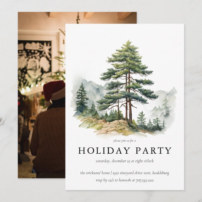 Winter Splendour Christmas Tree Holiday Party Invitation (Front/Back)