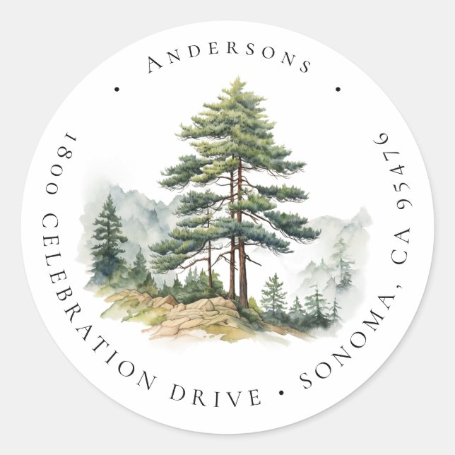 Winter Splendour Christmas Tree Return Address Classic Round Sticker (Front)