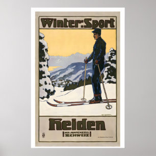 Winter Sport Heiden Switzerland Vintage Ski Poster