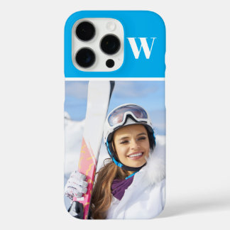 Winter Sport Photo Monogrammed Azure iPhone 16 Pro Case