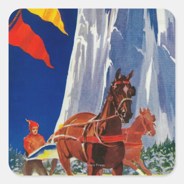 Winter Sports at Yosemite PosterYosemite, CA Square Sticker (Front)