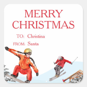 Winter Sports Christmas Ice Skates Classic Square Sticker