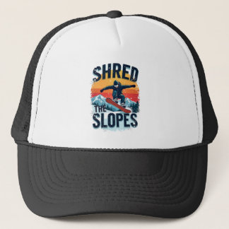 Winter Sports Design - "Shred the Slopes" Snowboar Trucker Hat