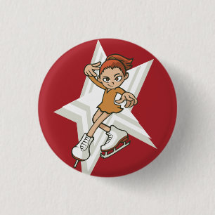 Winter Sports Figure Skater Flair Button
