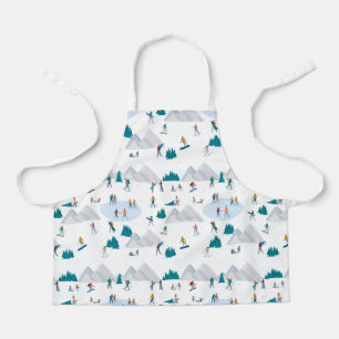 Winter Sports Holiday Fun Pattern Apron