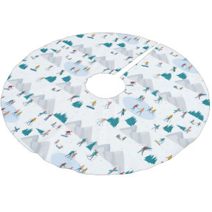 Winter Sports Holiday Fun Pattern Brushed Polyester Tree Skirt