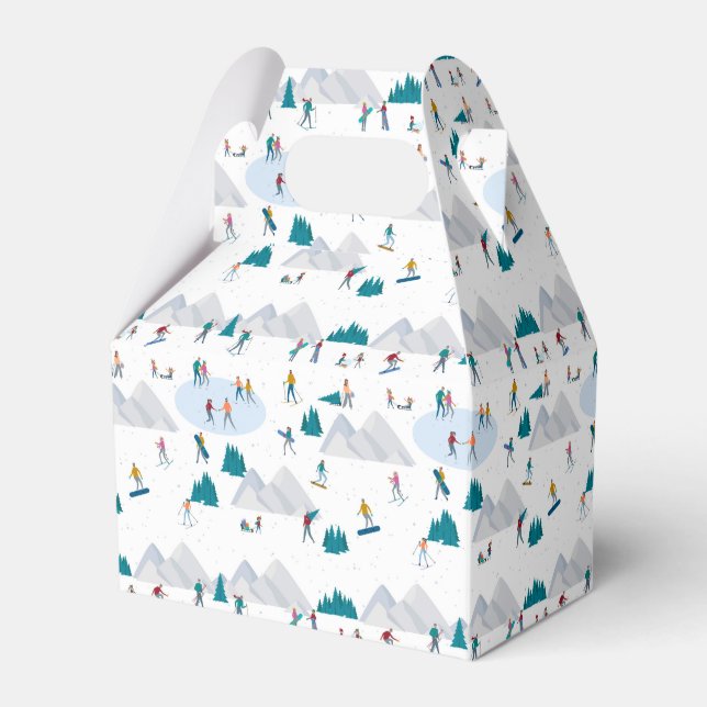 Winter Sports Holiday Fun Pattern Favour Box (Front Side)