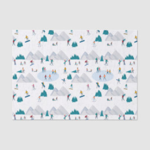 Winter Sports Holiday Fun Pattern Tissue Paper