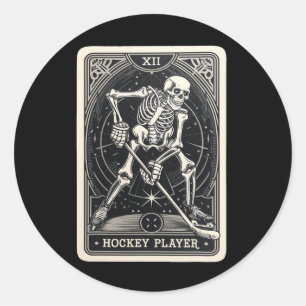 Winter Sports Ice Hockey Skeleton Tarot Card Tee Classic Round Sticker