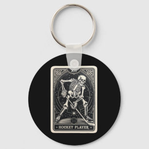 Winter Sports Ice Hockey Skeleton Tarot Card Tee Key Ring
