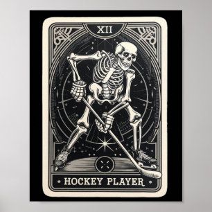 Winter Sports Ice Hockey Skeleton Tarot Card Tee  Poster