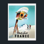 Winter sports in France, little bird in her home Postcard<br><div class="desc">Perfect image for your new print design. It could be a nice present or "final touch" for decorating home.</div>