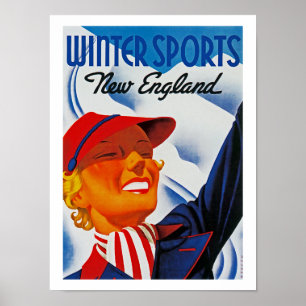 Winter Sports in New England Poster
