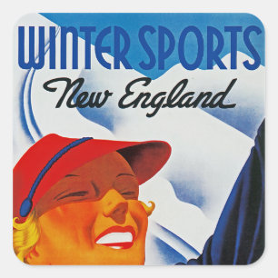 Winter Sports in New England Square Sticker