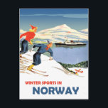 Winter Sports in Norway Postcard<br><div class="desc">Couple are skiing in Norway.</div>