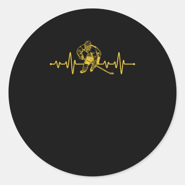 Winter sports lover player fan pulse ice hockey classic round sticker (Front)