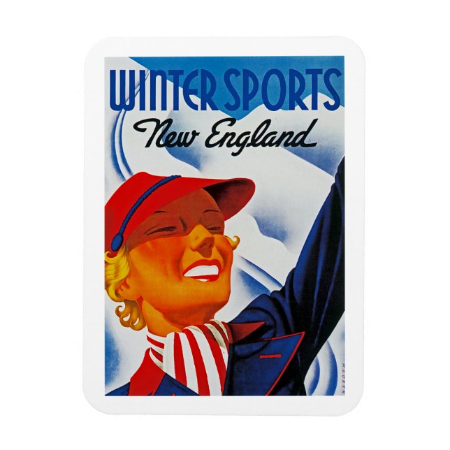 Winter Sports New England Magnet (Vertical)