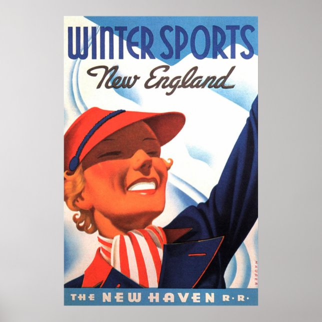 Winter Sports New England New Haven Railroad Poster (Front)