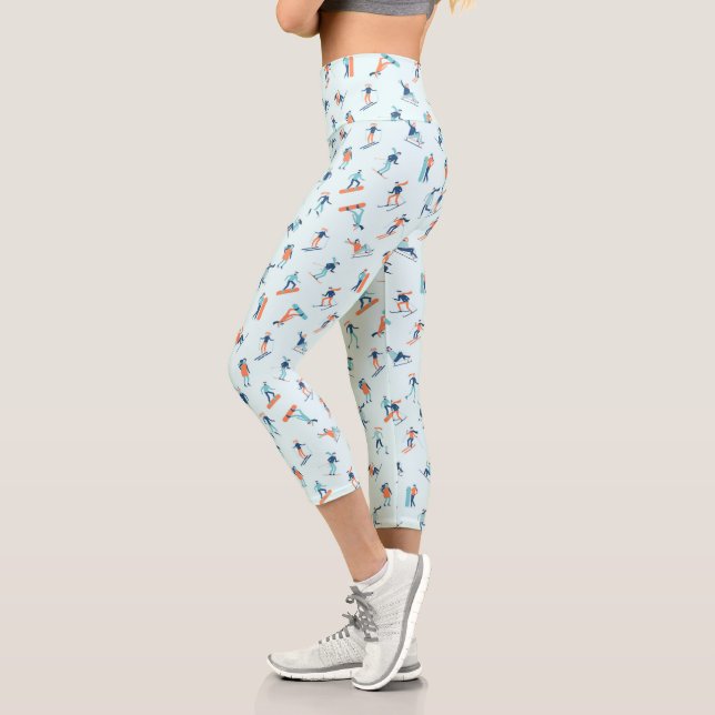 Winter Sports Pattern Capri Leggings (Left)